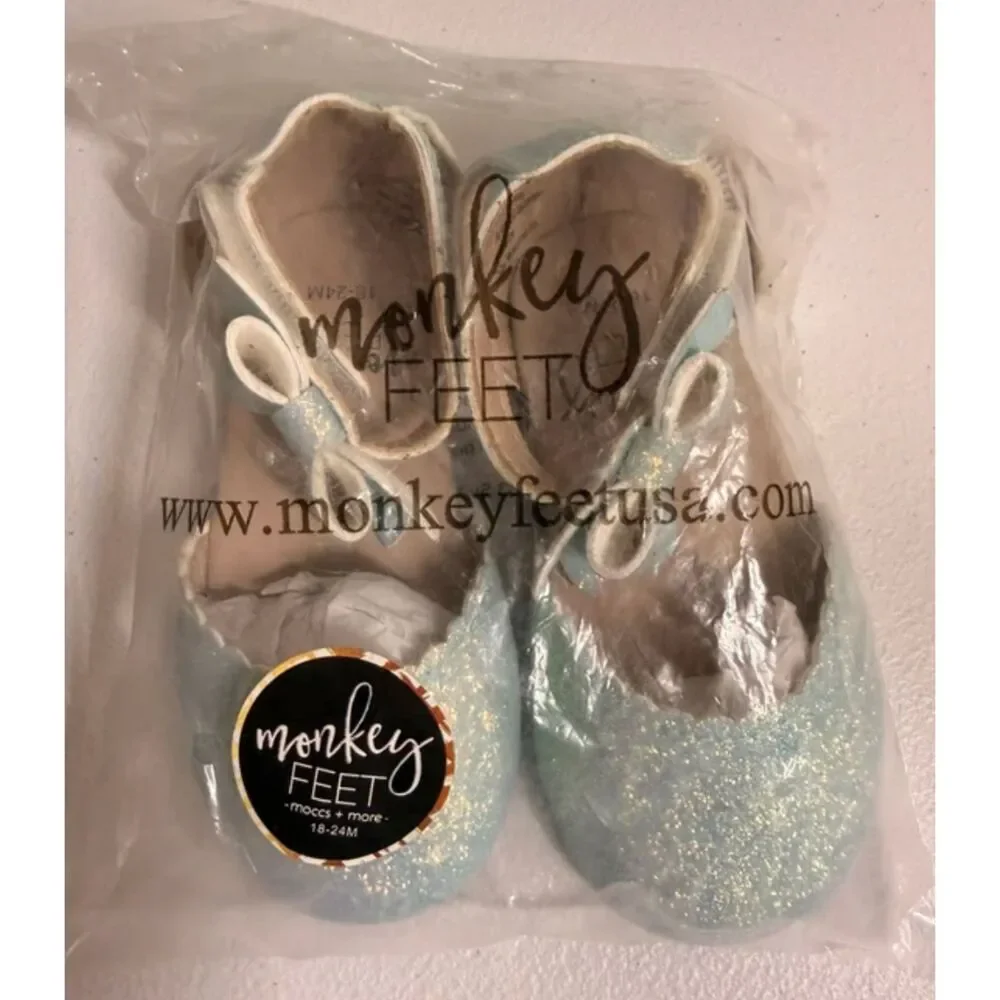 Monkey Feet Blue Sparkle Dress Shoes Toddler Girl 18-24m/9c 5018